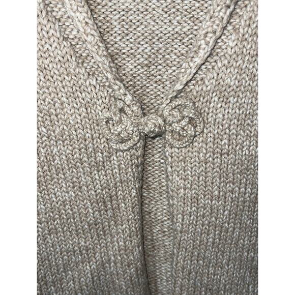 Powwow Natural Fibers Cotton Wool Tan Knit Sweater Cardigan Sz Small Amazing - Picture 8 of 8